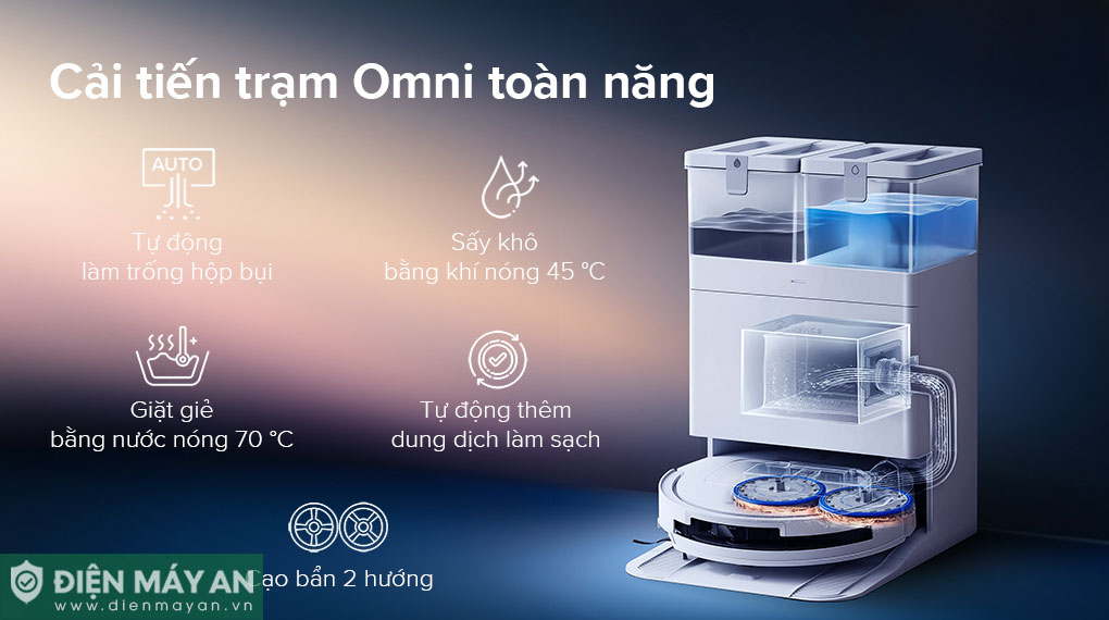Robot hút bụi lau nhà Ecovacs Deebot T50 Pro Omni Auto Water Kit - Tự động cấp xả nước